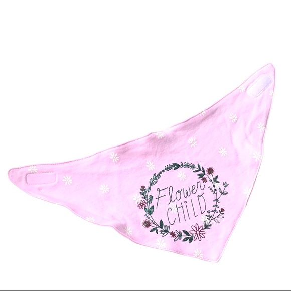 NWOT Chick Pea Flower Child Pink Floral Baby Bib Velcro - Picture 3 of 3
